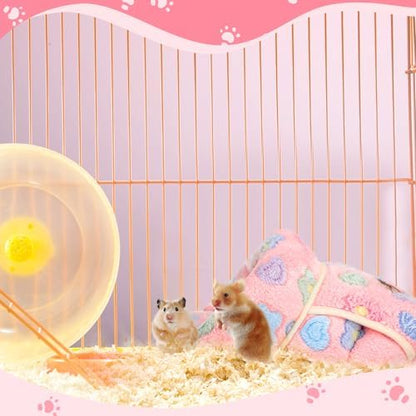 Wenqik 2 Pcs Guinea Pig Fleece Hideouts, Green, Pink, Flowers
