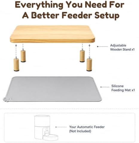 Elevated Cat Food Stand for Automatic Feeders with Silicone Mat