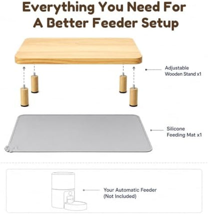 Elevated Cat Food Stand for Automatic Feeders with Silicone Mat
