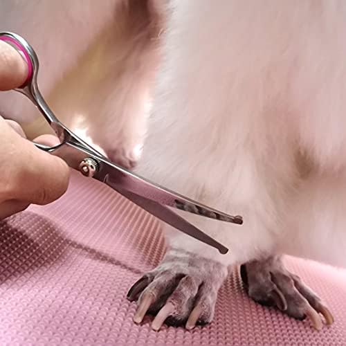FAIGEO Dog Grooming Scissors Kit, Premium Stainless Steel Dog Shears with Curved Shears+Pink 4 Piece