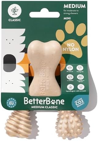 BetterBone - Medium Density - Ideal for Moderate to Strong Chewers - All-Natural, Nylon-Free Dog Chew Toys - Non-Toxic, Promotes Dental Health, Splinter-Resistant, Sustainably Made