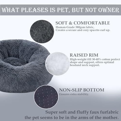 Washable Calming Dog & Cat Bed for Ultra Large Small Medium Size Pet