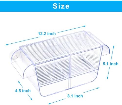 DaToo Fish Breeding Box Aquarium Holding Tank Transparent Fish Isolation Box Acclimation Hatchery Incubator Breeder for Betta Shrimp Clownfish Guppy Large