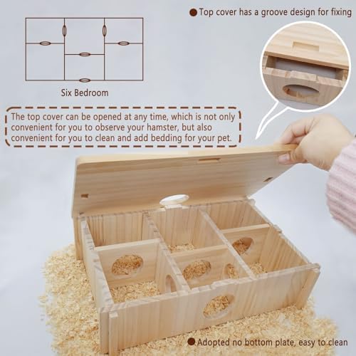 Kathson Multi-Chamber Hamster Tunnel House Maze: 2 Entrance 6 Rooms Hideout