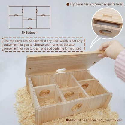Kathson Multi-Chamber Hamster Tunnel House Maze: 2 Entrance 6 Rooms Hideout