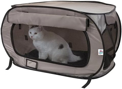 SportPet Designs Large Pop Open Kennel, Portable Cat Cage Kennel, Waterproof Pet bed, Carrier Collection