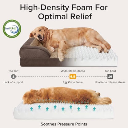 INVENHO Jumbo Orthopedic Dog Bed for Extra Large Dogs, Waterproof, Egg-Crate Foam Dog Couch Bed with Washable Removable Cover, Waterproof Lining and Nonskid Bottom