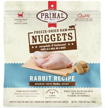Primal Freeze Dried Raw Cat Food Nuggets, Rabbit, 14 oz