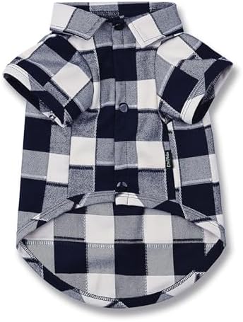 Dog Plaid Shirt for Large Dogs Snap Collared T-Shirt Clothes Blue#1-5XL