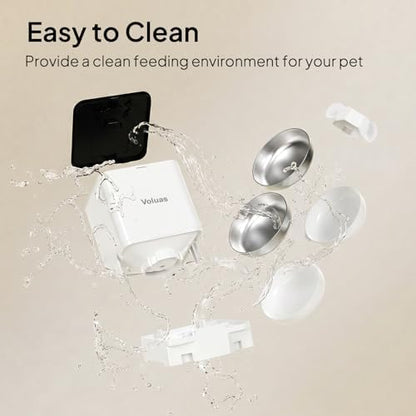 VOLUAS Automatic Cat Feeder for Two Cats with Dual Stainless Bowls, 6L