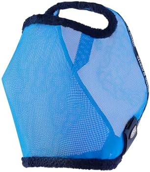 Harrison Howard All Round Mesh Horse Fly Mask UV Protective with Fleece Padded Edging Sky Blue L