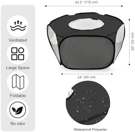 Guinea Pig Playpen with Lid, Breathable Small Animals Playpen with Anti-Escape Cover Portable Kitten Playpen Indoor/Outdoor Yard Exercise Cage House Tent for Hamster Chinchillas Rabbits Bunny
