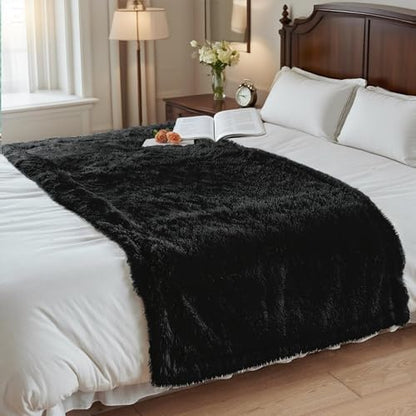 gogobunny Waterproof Dog Blanket for Couch & Furniture Protection - Super Soft Reversible Throw for Large Dogs & Cats, Calming Washable Fur & Sherpa Pet Blanket (33x77 Inch, Black)