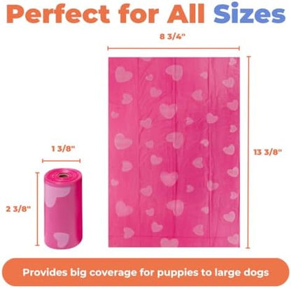 Best Pet Supplies Poop Bags for Dogs - Pink Heart, 150 Count