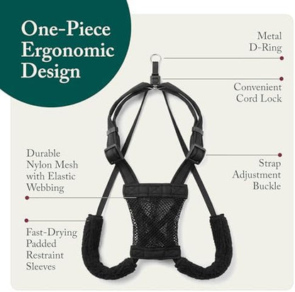 Sporn No Pull Dog Harness, Durable Nylon Mesh Harness for Small Dogs, No Choke Design, Padded Restraint Sleeves, Adjustable Fit, Easy On/Off, Ideal for Small Breeds, Black
