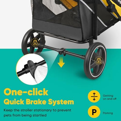 Petbobi Dog Stroller for Large Medium Dogs up to 80 lbs, Dual Entry