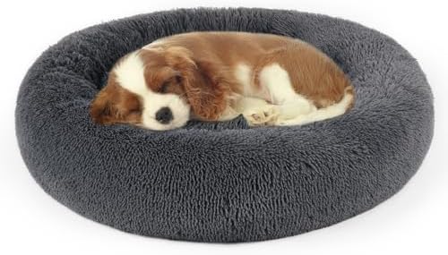 Calming Dog Beds Small Sized Dog Donut Washable Bed 23inchs, Dgrey