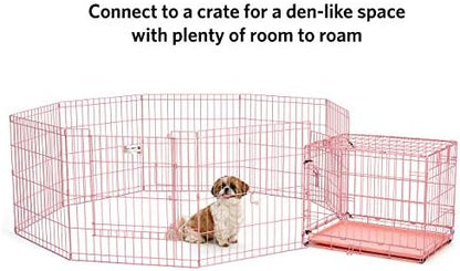 MidWest 24-Inch Pink Exercise Pen, Single Door, 16 Sq Ft Play Area