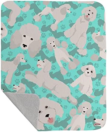 Caroline's Treasures MLM1060LQB White Standard Poodle Quilted Blanket 50x60 Artwork Pattern Quilted Throw Blanket for Bed, Couch, Sofa, Soft and Lightweight