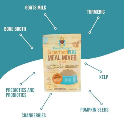 Fish SuperfoodPLUS Meal Mixers for Dogs - USA Sourced Meal Toppers for Dogs, Supporting Joint, Gut, and Heart Health - Dog Prebiotics and Probiotics Food Mixers - 5 oz