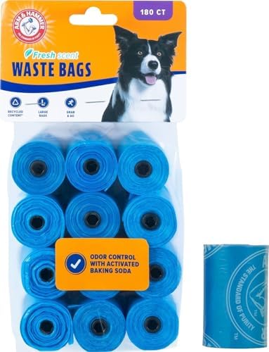 Arm & Hammer Disposable Dog & Cat Waste Bags, 180 Count, Blue, 9 x 14in