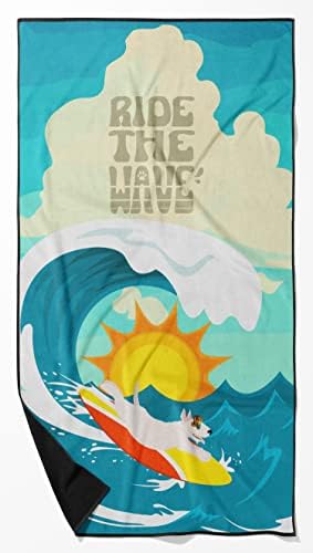 Caroline's Treasures MLM1296TWL3060 Surfer Dog Bull Terrier Premium Beach Towel Oversized Towel Beach Blanket, Pool, Beach Essentials, Yoga, Premium Bath Towel, Quick Dry Plush