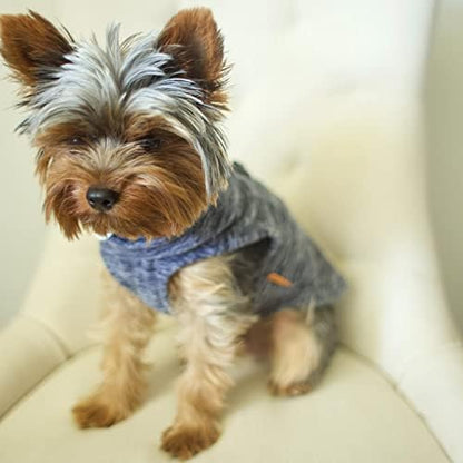 Gooby Zip-Up Fleece Dog Sweater, Gray Wash, Small