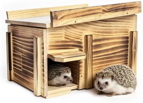 Handcrafted Solid Wood Hedgehog House - Large Natural Outdoor Nesting Box for Hedgehog - Cozy All-Weather Shelter, Easy Install for Backyard, Garden