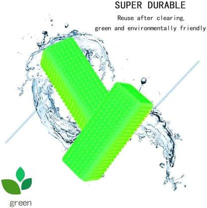 2pcs Pet Dog Cat Hair Remover, Pet Hair Removal Tool, Hollow Cleaner Brush for car，Interior, Furniture, Sofa (green and green)