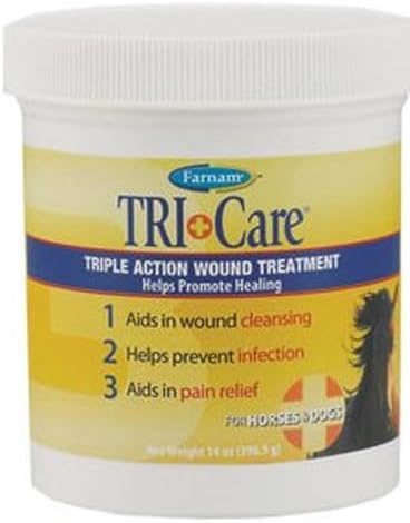 Farnam Triple Action Wound Treatment | for Horses, Ponies and Dogs | 14 oz (Pack of 12)