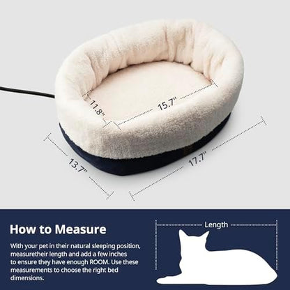 Heated Cat Bed with Pet Pad, 17.7"×13.7", Blue