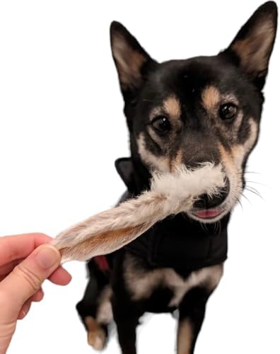 Dehydrated Rabbit Ears for Dogs & Cats - - USA Sourced Whole Ears with Fur for Dogs - Rawhide Alternative - 100% Single Ingredient Crunchy Furry Rabbit Ears (6 Count)