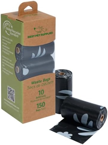 Best Pet Supplies GRS Poop Bags for Dogs - Black, 150 Count, Unscented