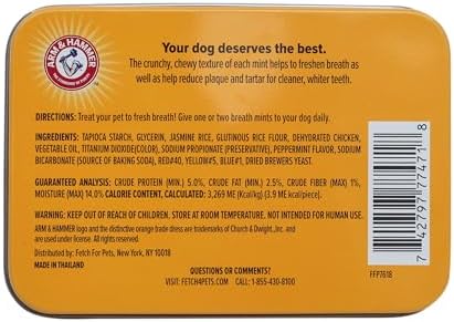 Arm & Hammer Advanced Care Dog Dental Breath Mints, Chicken, 1.7 Oz
