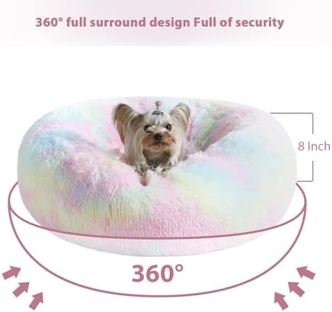 WNPETHOME Large Round Calming Dog Bed Cat Bed for Comfy Sleep