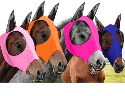Frienda 4 Pcs Horse Fly Mask with Ear, Medium, Colorful