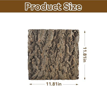 4PCS Reptile Tank Background,11.81 x 11.81 Inch Terrarium Cork Bark Background Bearded Dragon Tank Backdrop Natural Reptile Cork Bark Mat for Lizard Gecko Chameleon Tortoise Snake Spider Frog