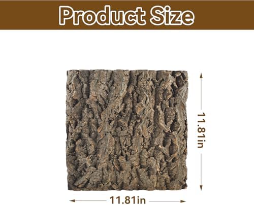 4PCS Reptile Tank Background,11.81 x 11.81 Inch Terrarium Cork Bark Background Bearded Dragon Tank Backdrop Natural Reptile Cork Bark Mat for Lizard Gecko Chameleon Tortoise Snake Spider Frog