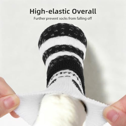 PUPTECK Anti-Slip Dog Socks with Double Sides Grips for Small Medium Large Dogs Hardwood Floors Prevents Licking, Dog Shoes for Hot Pavement Traction Control for Senior Dogs, Halloween Black L