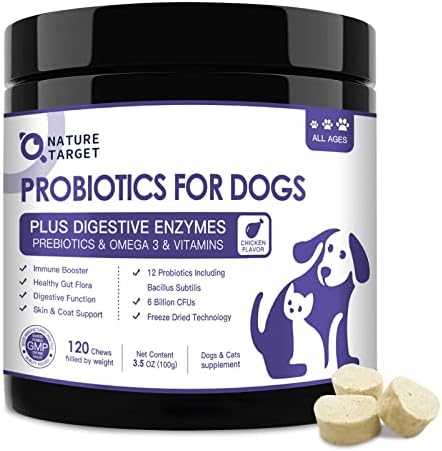 NATURE TARGET 6 Billion Freeze Dried Probiotics for Dogs, 120 Bites
