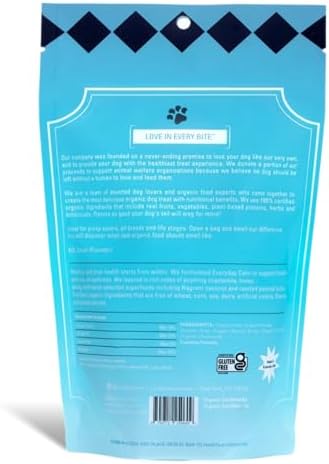 Lord Jameson Everyday Calm Soft & Chewy Organic Dog Treats - Organic Peanut Butter & Soothing Chamomile - No-Bake Recipe - Gluten-Free, Preservative-Free, USDA Certified Organic - Made In USA 6 oz