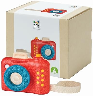 PlanToys® My First Wooden Toy Camera for Toddlers Ages 18+ Months Pretend