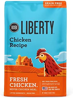 BIXBI Liberty Grain-Free Dry Dog Food, Chicken Recipe – Fresh Meat, High Protein, No Meat Meals – USA Made, 22 lbs