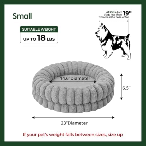 BALANCE Luxury Donut Dog Bed, 24 Inches Round Dog Beds for Small Dogs Washable, Orthopedic Calming Pet Bed for Puppy and Cats with Anti-Slip Bottom (Gray)