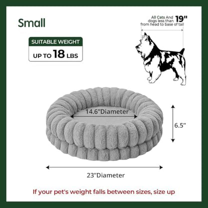 BALANCE Luxury Donut Dog Bed, 24 Inches Round Dog Beds for Small Dogs Washable, Orthopedic Calming Pet Bed for Puppy and Cats with Anti-Slip Bottom (Gray)