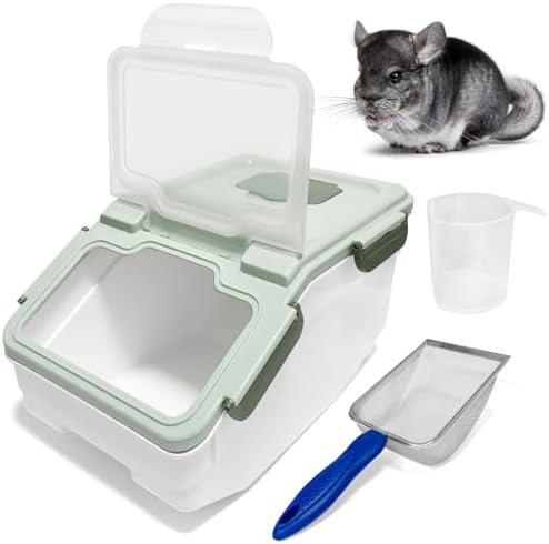 Large Chinchilla Sand Bath Container Kit Plastic Chinchillas Dust Bath House with Sand Cup and Sand Shovel Hamster Shower Room for Hedgehog Guinea Pig Squirrel and Other Small Animals(Green)