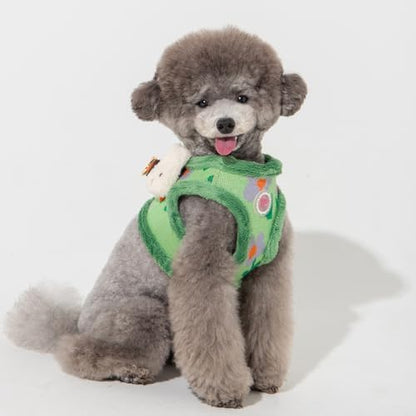Pinkaholic New York Jasmine Vest Dog Harness Step-in Warm Winter Flower Pattern for Small Dog, Green, Small