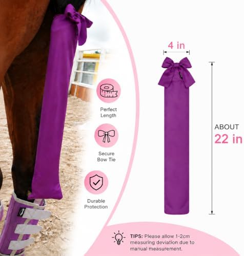 6 Pack Horse Tail Bags for Horses, Stretchy Tail Wraps with Tie Closure, Tail Protector for Grooming & Stable Use (Assorted Colors)