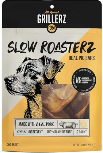 Grillerz Real Pig Ears, Rawhide-Free, 12 Count