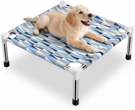 Raised Elevated Dog Bed, Lifted Cooling Stainless Steel Pet Dogs Cot, Small